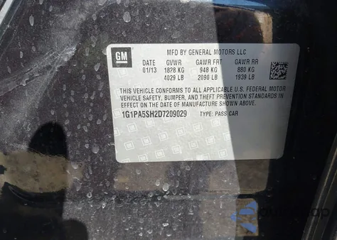 2013 Chevrolet Cruze Ls Auto z USA, uszkodzony, nr VIN 1G1PA5SH2D7209029